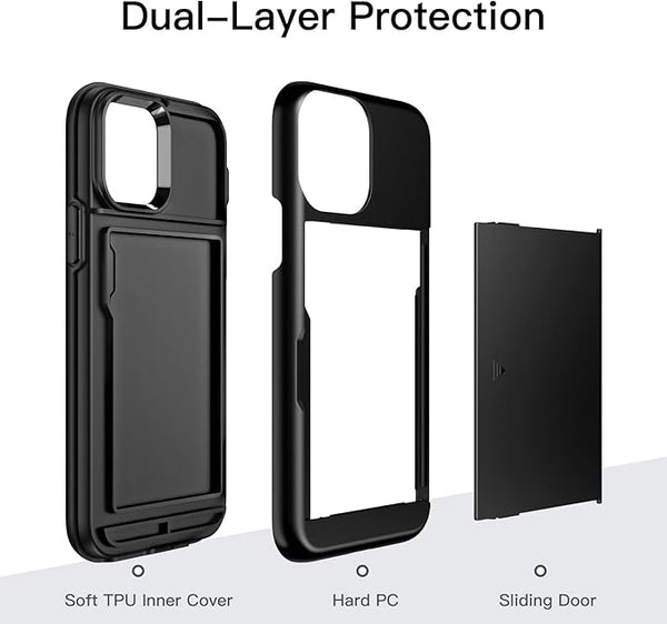 Armor Slide Card Case for iPhone 16, 15, 14, 13, 12